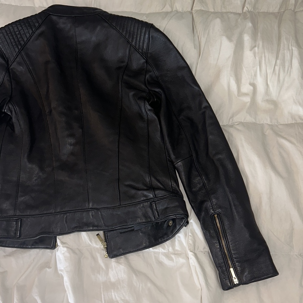 Cole Haan Leather Racer Moto Jacket - Picture 5 of 9